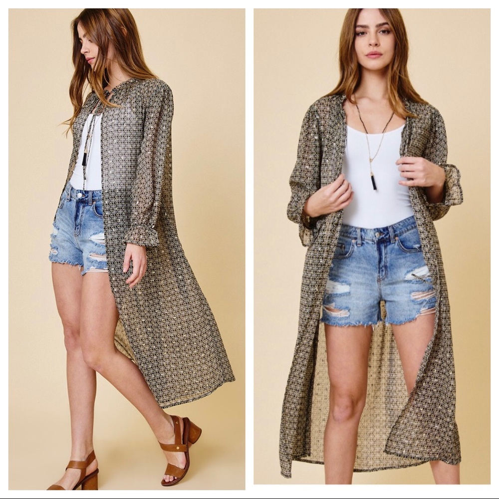 #49 Boho Ethnic print gorgeous long cardigan - Picture 3 of 5